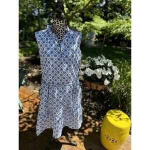 Draper James RSVP Blue & White Embroidered Sleeveless Baby Doll Dress Plus 3X